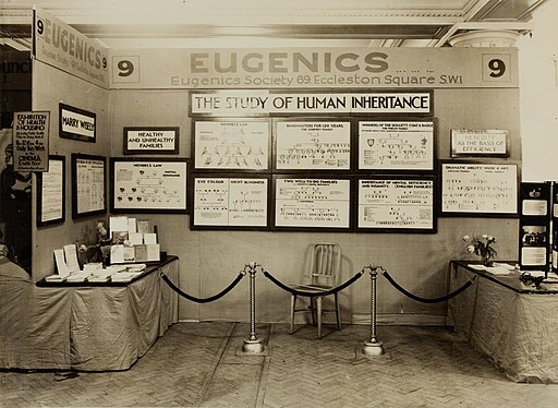 Eugenics_Society_Exhibit_(1930s), showing placards explaining Galtonian eugenics.