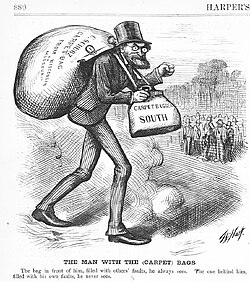 Thomas Nast cartoon of a carpetbagger, 1872, Harpers magazine, image courtesy of Wikipedia