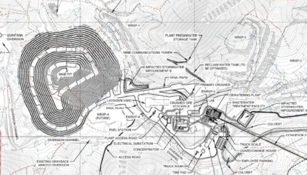 Copper Flat Mine's footprint, image from the NMED draft wastewater discharge permit