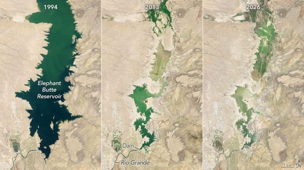 Satellite photos of Elephant Butte Reservoir from the National Observatory