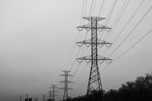 Electric transmission pylons and wires