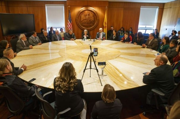 Governor Grisham at at the signing of the New Mexico Voting Rights Act