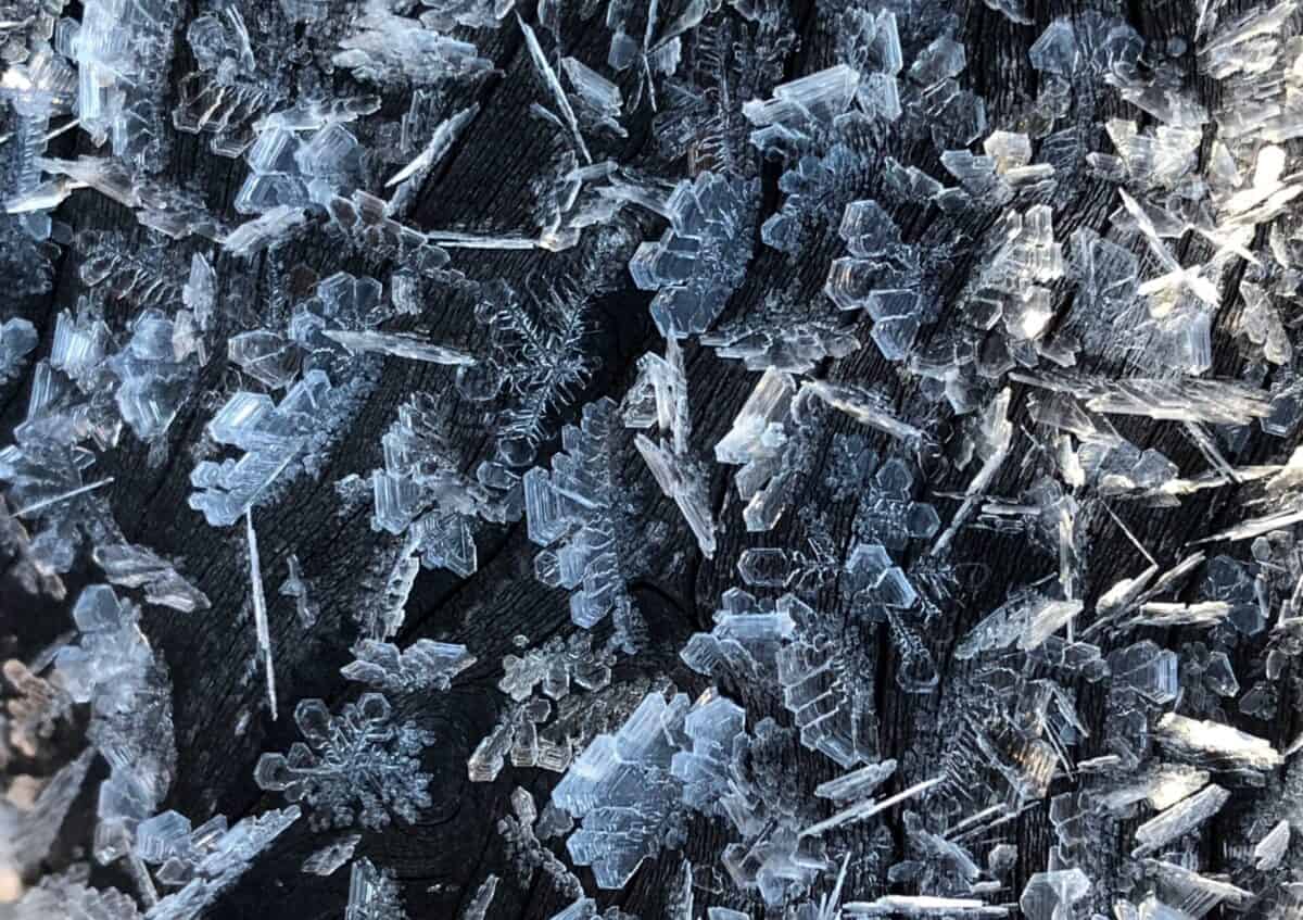 Close-up of ice crystals.