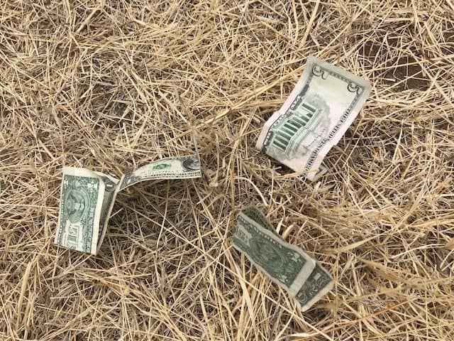 Money on the ground.