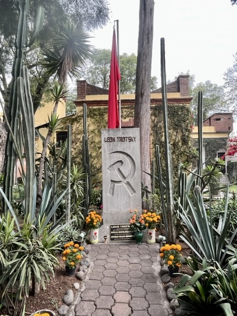 A monument to Trotsky in the courtyard where he lived until 1940, now a museum. Photo by Diana Tittle
