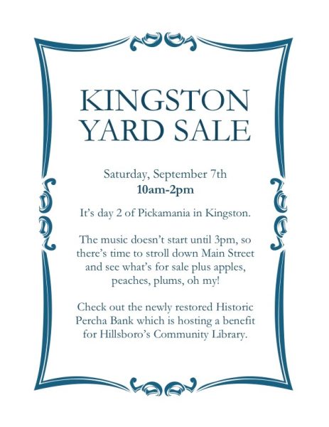 Kingston yard sales this Saturday 10am til 2pm.