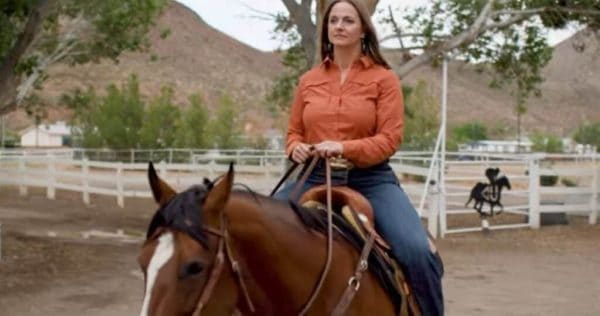 Rebecca Dow on horseback