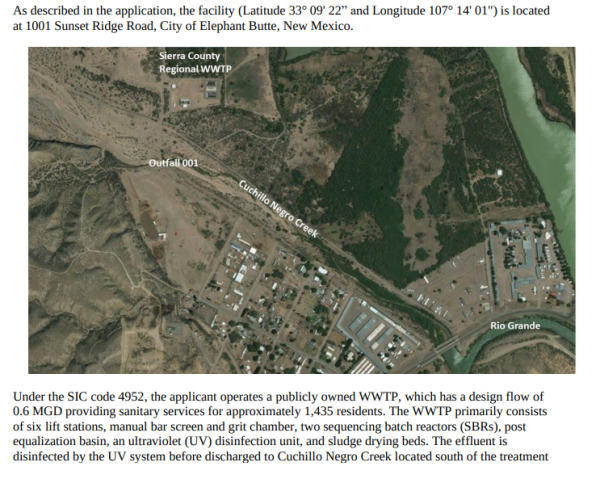 Sierra County Regional Wastewater Treatment Plant, image from the EPA 2023 NPDES permit