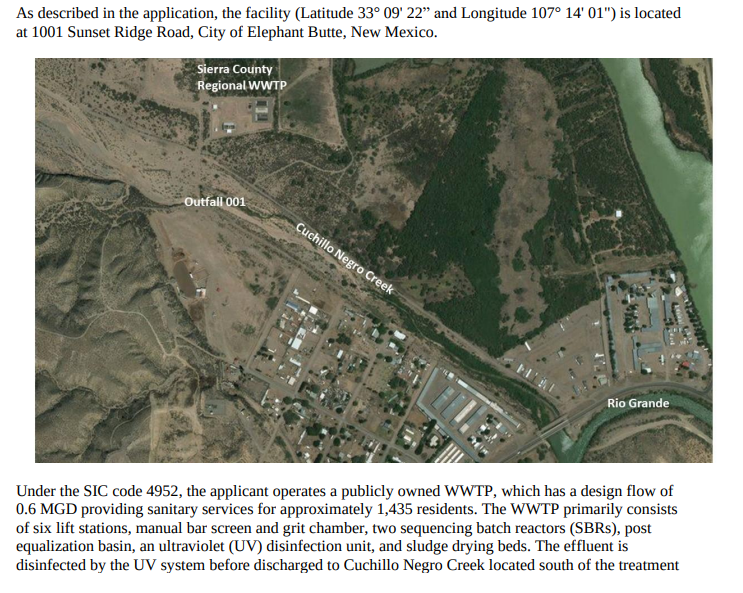 Sierra County Regional Wastewater Treatment Plant, image from the EPA 2023 NPDES permit