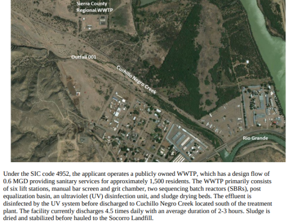 Screen shot of the plant taken from Elephant Butte's 2018 NPDES permit