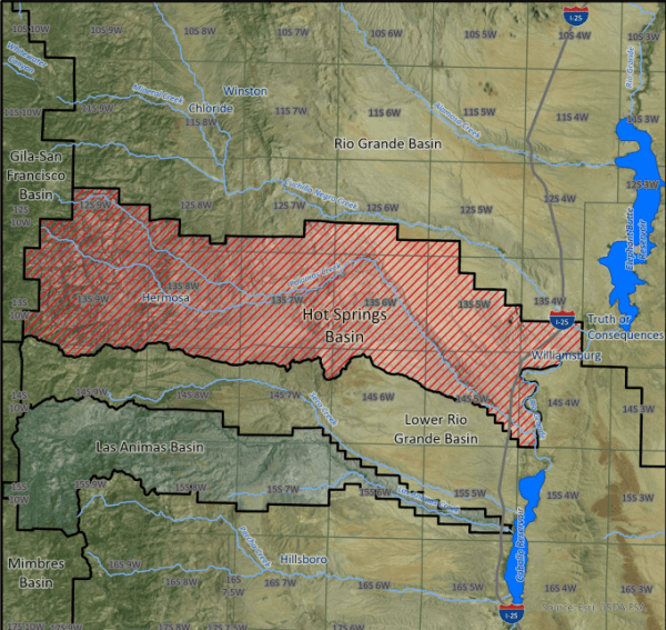Map of the Hot Springs Basin, image from the New Mexico Office of the State Engineer's website