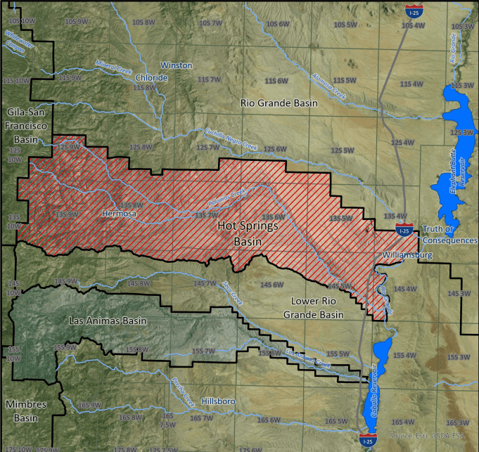Map of the Hot Springs Basin, image from the New Mexico Office of the State Engineer's website