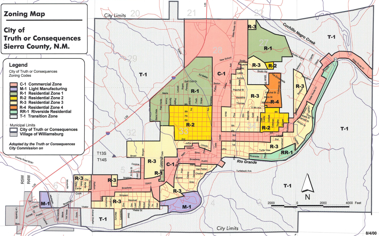 Truth or Consequences' zoning map; image from the city's website