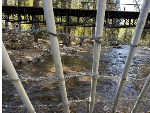 Barbed wire fence across the Pecos River