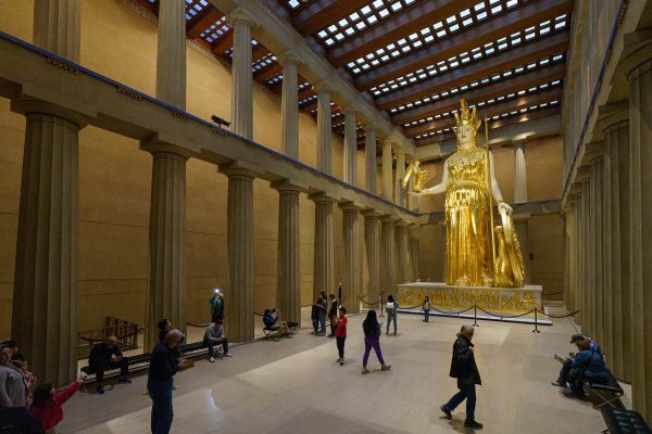 Statue of Athena inside Nashville's Parthenon, image courtesy of museum's Facebook page