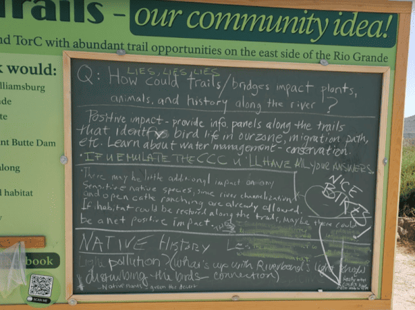 Turtleback Trails set up chalk boards to collect public input. The image is from the city's website.