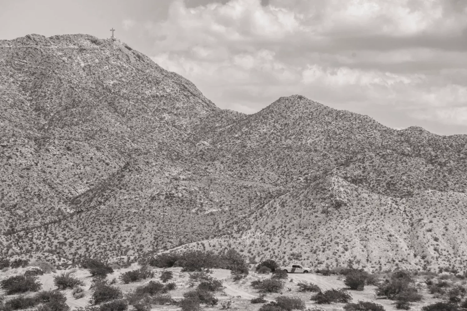 Border Patrol car on lookout in southern New Mexico