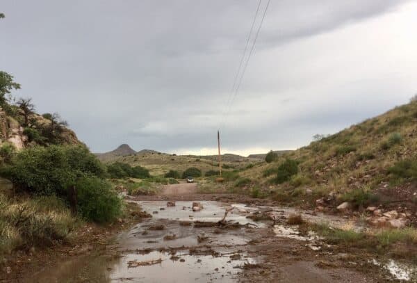 Road in Sierra County NM damaged by flood waters