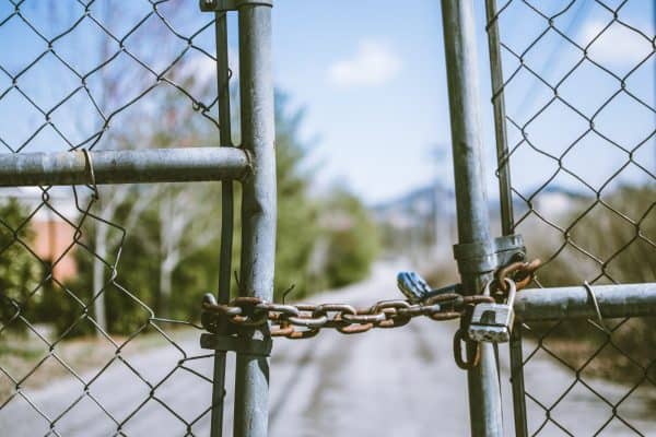 locked chain-link gate