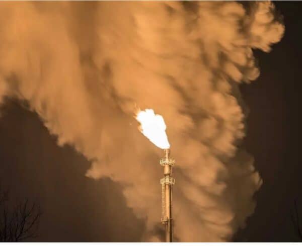methane emissions against night sky