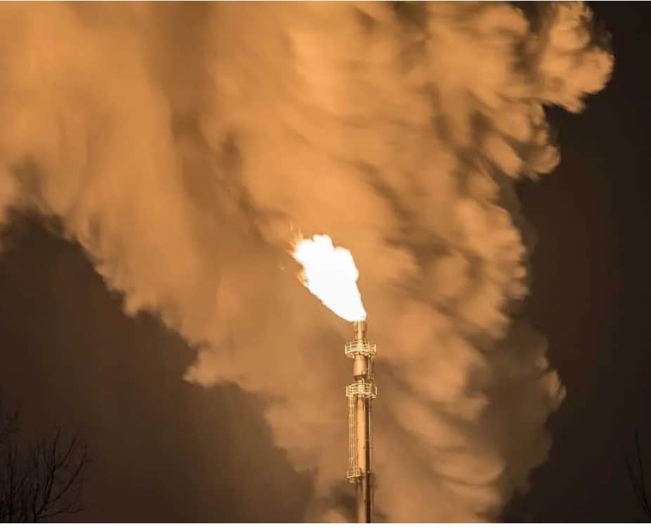 methane emissions against night sky