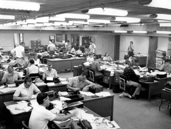 Pre-computer era newsroom