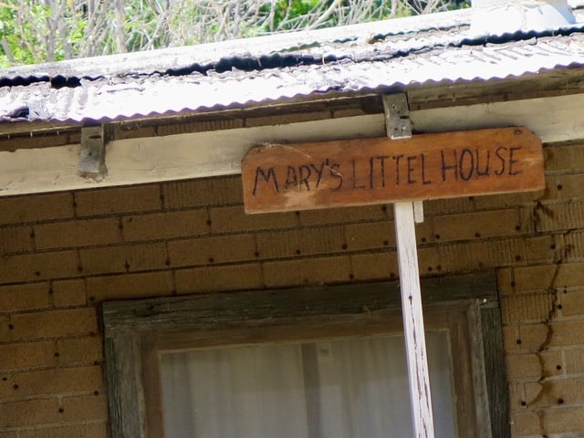 Misspelled sign identifying Mary's Littel House in Truth or Consequences