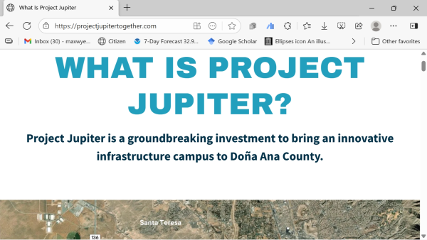 Screen shot of the website https://projectjupitertogether.com/ on my computer.